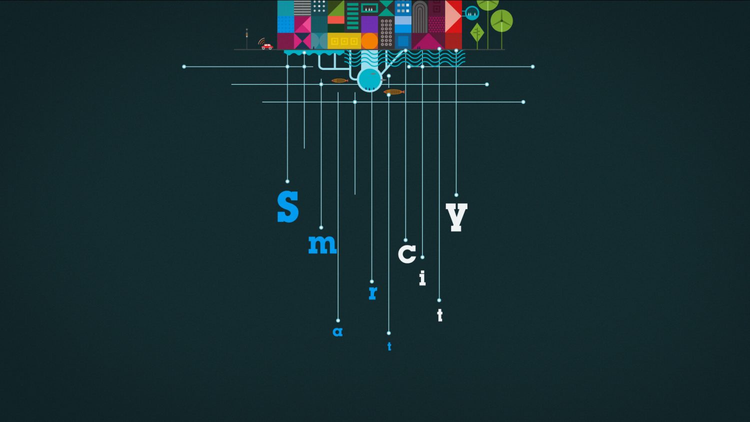 Animation des lettres du titre Smart City d’IBM