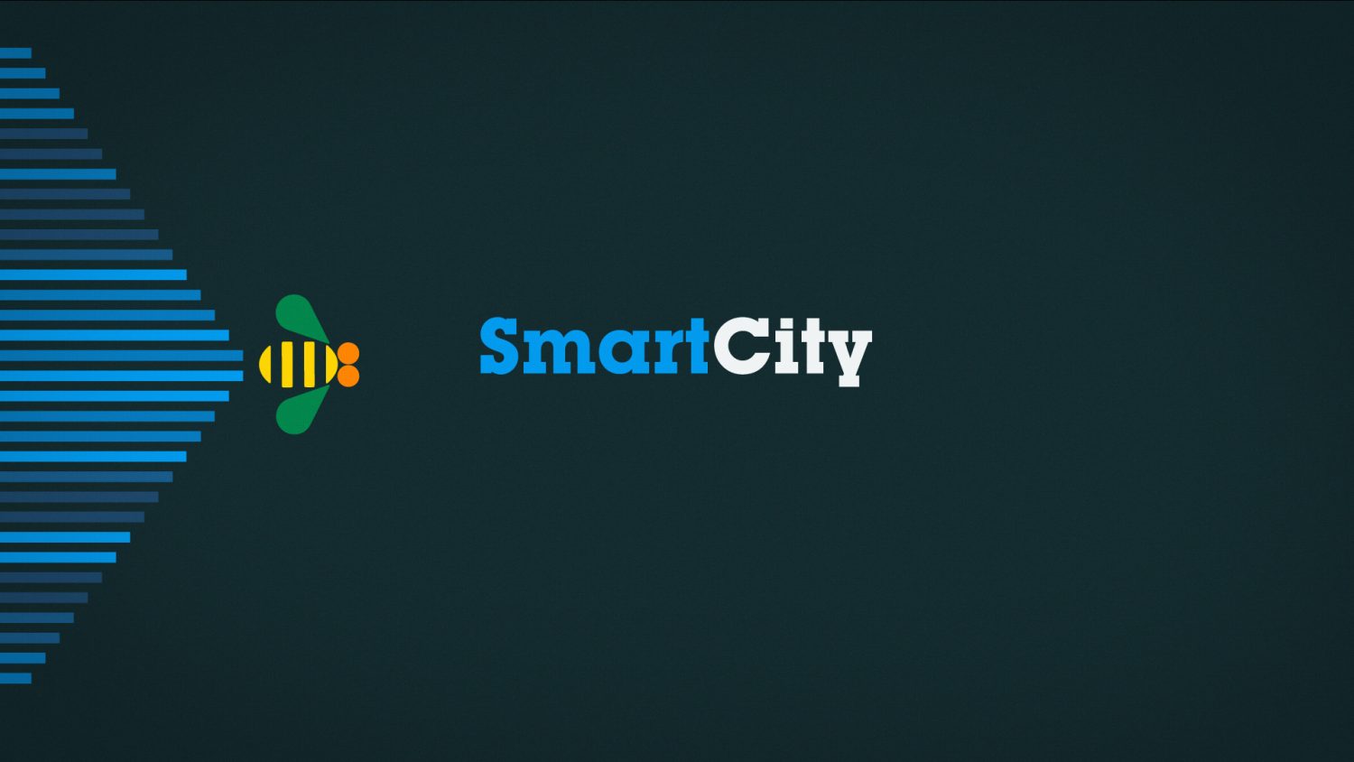 Titre Smart City avec l’abeille IBM qui entre par la gauche de l'écran